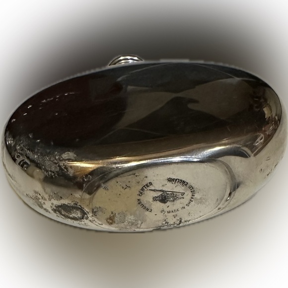 VTG JET SHEFFIELD ENGLAND PEWTER FLASK SILVER JET PROMOTION LIQUOR BAR DRINKS - Picture 8 of 11